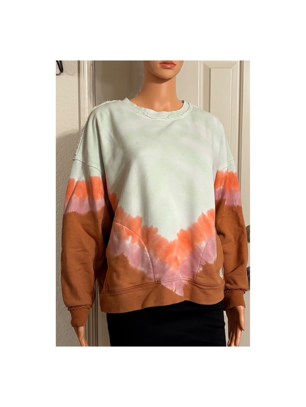 FP Movement by Free People Tie-Dye Crewneck Sweatshirt in Mint, Coral & Brown